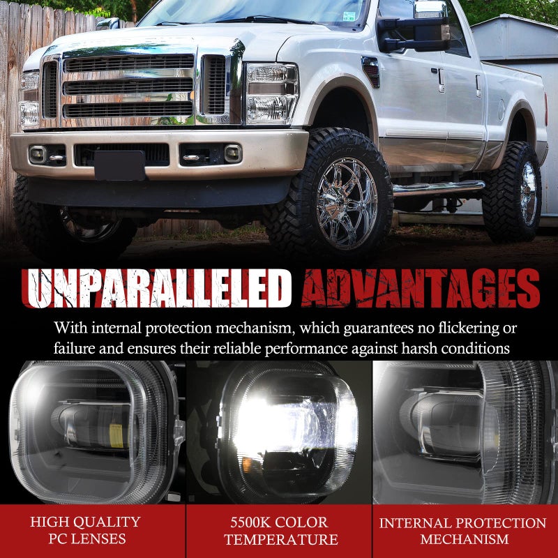 BUNKER INDUST LED Fog Lights for 2008 2009 2010 Ford F250/F350/F450 Super Duty, Bumper Driving Fog lamp Kit with Adapter Extension Harness - Image 4